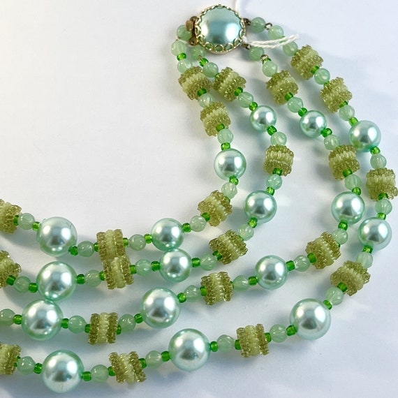 1950's Green Beaded Necklace Original Vintage 50s… - image 4