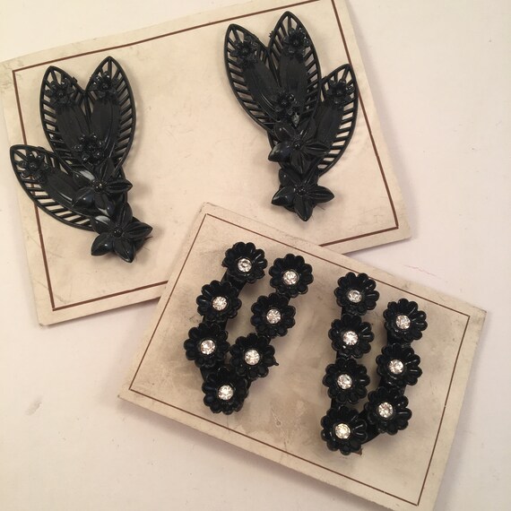 1940s 40s 1950s 50s Black Ear Climber Earrings Flo