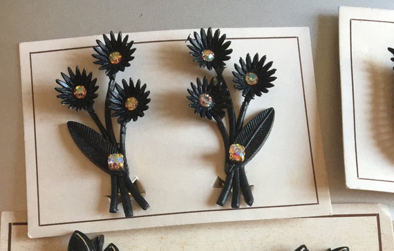 1940s 40s 1950s 50s Black Ear Climber Earrings Pla