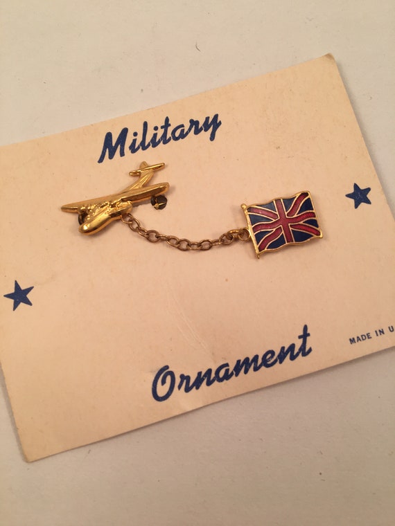 1940s 40s Brass Plane Union Jack British Flag Broo