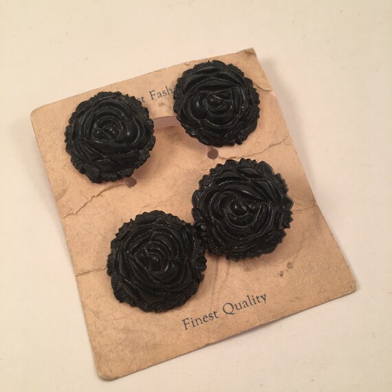 1930s 1940s 30s 40s Black Early Plastic Screw Back