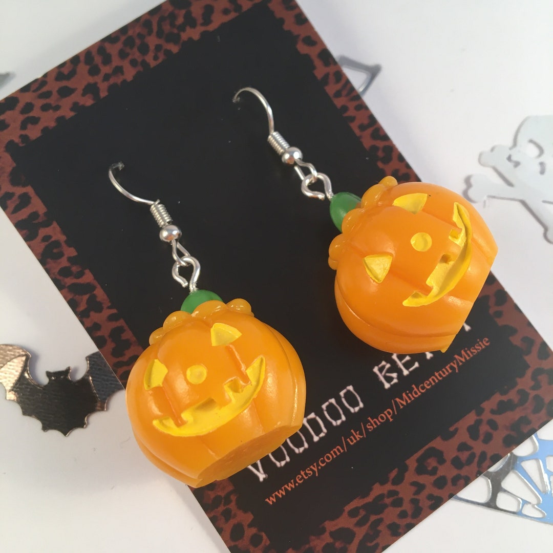 3D Pumpkin Jack O Lantern Earrings, Spooky Kawaii Halloween - Etsy UK