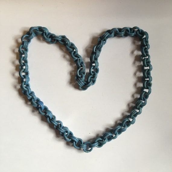 1940s 40s Original Vintage Blue Celluloid Chain Ne