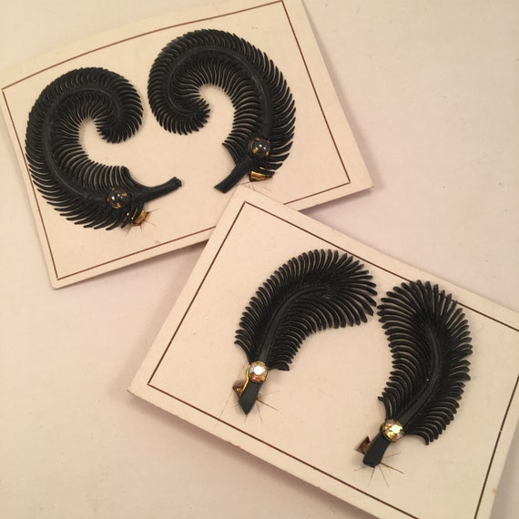 1940s 40s 1950s 50s Black Ear Climber Earrings Pla