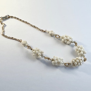 1950's White Gold Bead Necklace Choker Beaded Fifties 50s 50's 1950s Midcentury Original Vintage