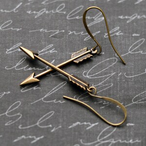 Small Arrow Earrings, Brass Arrow Jewelry, Sagittarius Earrings, Arrow Jewelry, Tribal Earrings, Hunter Earrings, Diana the Huntress, SRAJD image 3