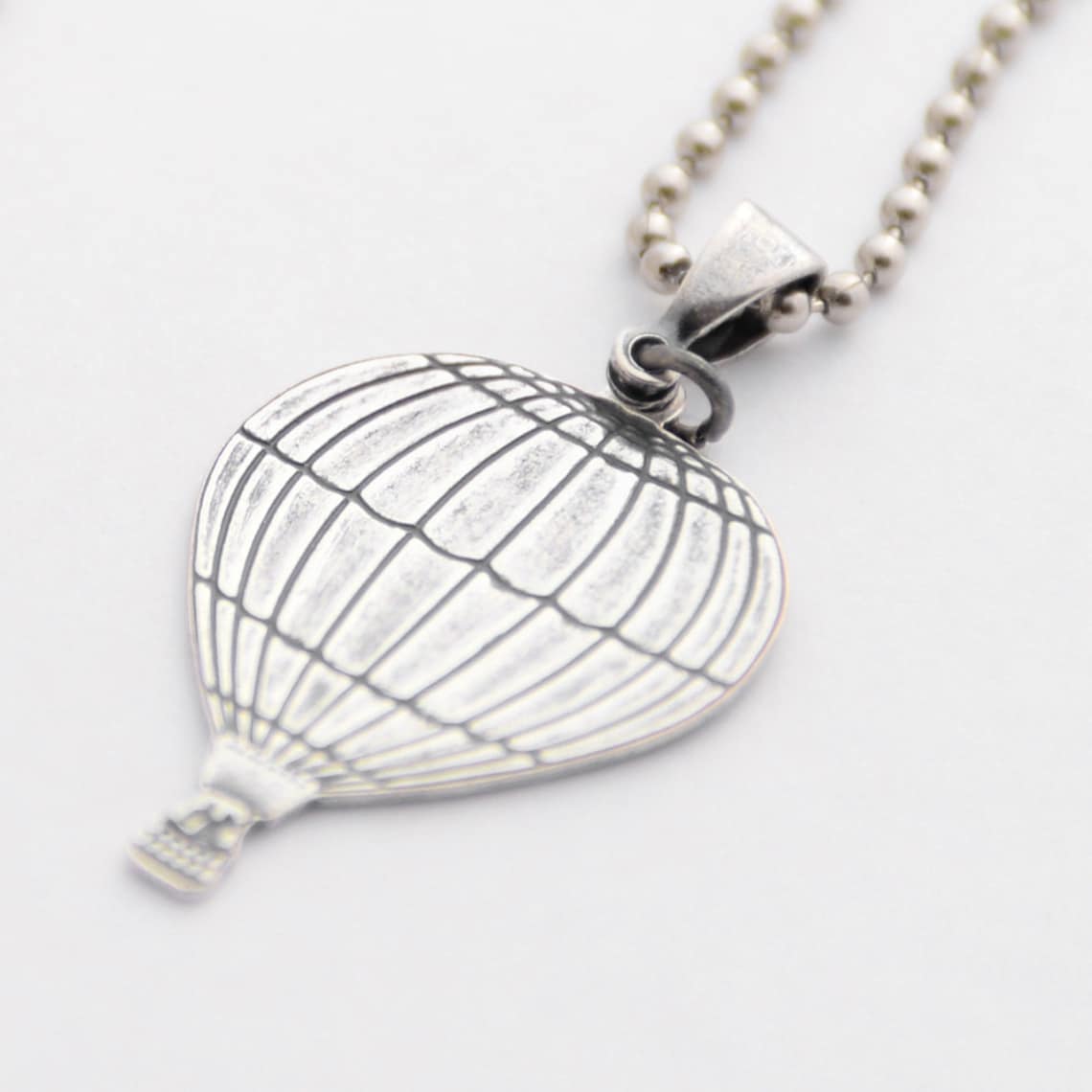 Silver Hot Air Balloon Necklace Steampunk Silver Necklace Etsy