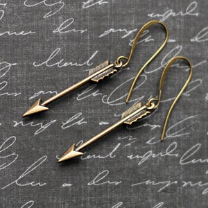 Small Arrow Earrings, Brass Arrow Jewelry, Sagittarius Earrings, Arrow Jewelry, Tribal Earrings, Hunter Earrings, Diana the Huntress, SRAJD image 2