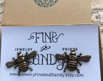 Bee Stud Earrings, Bee Earrings, Bee Jewelry, Beekeeper Gift, Bumblebee, Gardener Gift, Gift for Mom, Spring Jewelry hypoallergenic studs