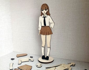 DIY 2.5D Anime Puppe Holz Aufsteller Monochrome Manga Charakter Sammler Modell Geschenk Niedlich Schreibtisch Wand Bücherregal Dekor Detailliertes Modell Kit