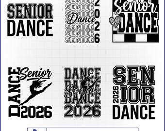 Senior Dance 2026 SVG-paket, dansare silhuett vektor, klass 2026 skjorta, dansmamma dekal