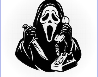 Ghostface with Knife and Phone SVG Scary Halloween Cut File for Cricut