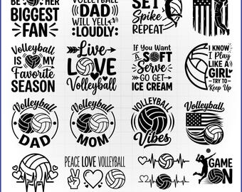 Volleyball SVG Bundle, Volleyball Mom Vector, Beach Sports Decal, Flaming Ball Cut File