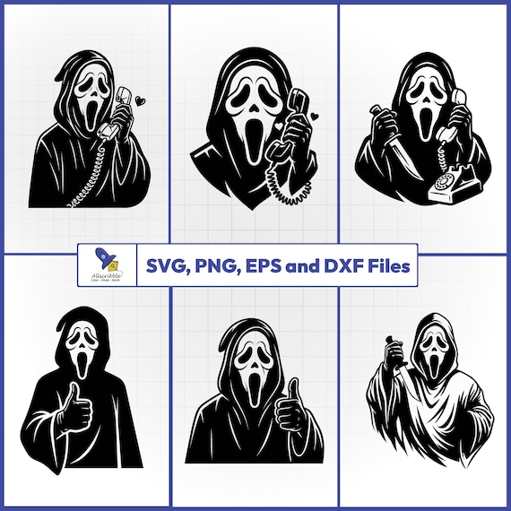 Ghostface SVG Bundle, Pink Bow Spooky Vector, Girly Halloween Cut File, Cute Scream Decal