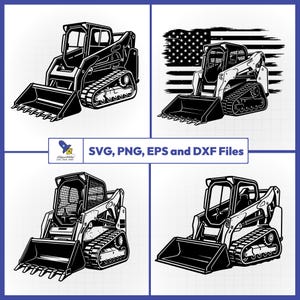Compact Track Lader SVG, Kompaktlader Vektor, Baufahrzeug, Aufkleber amerikanische Flagge, schwere Ausrüstung