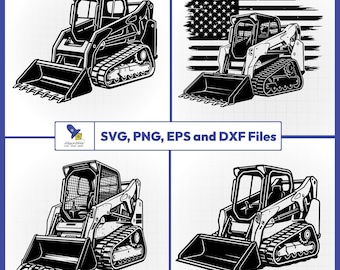 Compact Track Loader SVG, Skid Steer Vector, Construction Vehicle, American Flag Decal, Heavy Equipment
