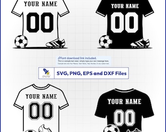 Anpassad fotbollströja SVG, personlig fotbollströja, namnnummermonogram, sportfanvektor