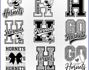 Hornets Mascot SVG Bundle Leopard Print Game Day Shirt Cut Files for Cricut