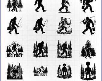 Bigfoot SVG Bundle, Sasquatch Silhouette, Funny Camping Shirt, Forest Yeti Decal, Cryptid Vector