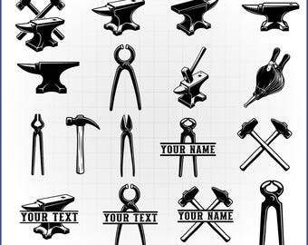Customizable Blacksmith Anvil SVG Bundle Hammer Tools Cut Files for Cricut