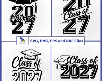 Class of 2027 SVG Bundle Senior Graduation Cap Cut Files for Cricut