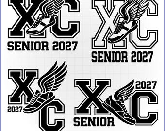 XC Senior 2027 SVG Bundle Cross Country Winged Shoe Cut Files for Cricut