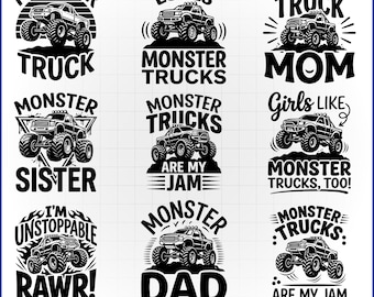 Monster Truck SVG Bundle, Big Tire Vector, Toddler Boy Decal, Off Road Cut File