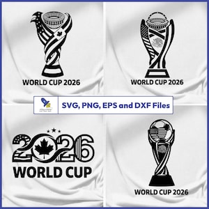 Paquete SVG de la Copa Mundial 2026, vector de trofeo de fútbol, camiseta de aficionado de EE. UU., Canadá y México