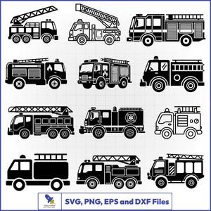 Fire Truck SVG Bundle, Firefighter Vector, Toddler Boy Birthday Cut File, Rescue Engine Decal