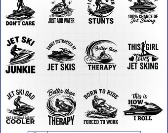 Paquete de archivos SVG para motos acuáticas, frases divertidas sobre deportes acuáticos de verano, camiseta de la vida en el lago, calcomanía para moto acuática