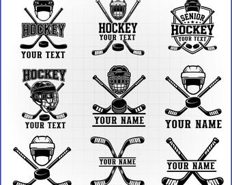 Hockey SVG-paket, delad monogramram, ishockeyklubbvektor, anpassad lagdekal