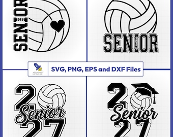 Senior Volleyball 2026 2027 SVG Bundle Graduation Cut Files for Cricut and Silhouette