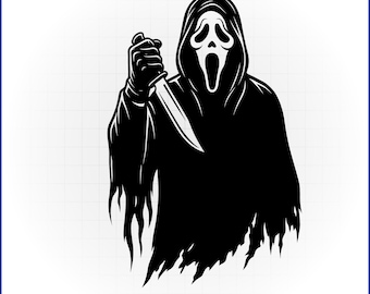 Scary Ghostface with Knife SVG Halloween Horror T-Shirt Cut File for Cricut