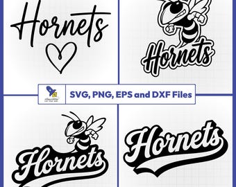 Hornets Mascot SVG Bundle Retro Script Team Shirt Cut Files for Cricut Silhouette