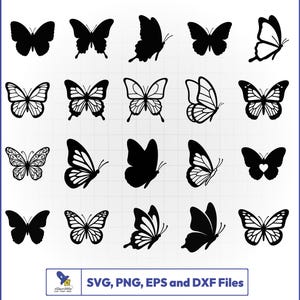 Butterfly SVG Bundle, Flying Butterfly Silhouette, Outline Butterfly Vector, Spring Insect Clipart Decal