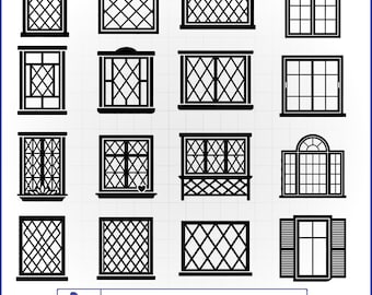 Fönsterram SVG-paket, diamantformad fönsterruta, bondgårdsdekorvektor, konstgjord fönster clipart
