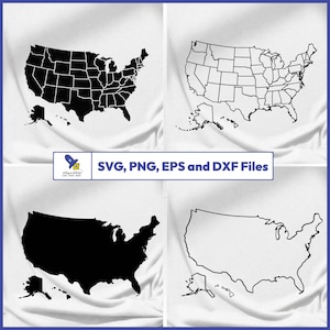 United States Map SVG Bundle, USA Silhouette Vector, America Outline Clipart, State Borders
