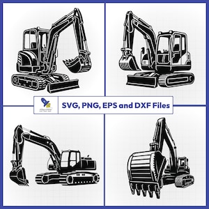 Excavator SVG Bundle V2, Construction Vehicle Vector, Digger Clipart, Heavy Equipment Decal, Boy