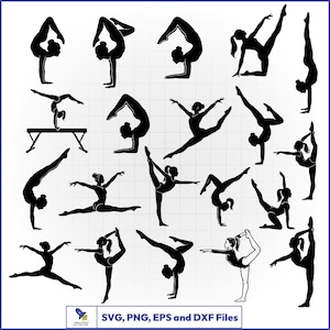 Gymnast Silhouette SVG Bundle Gymnastics Tumbling Dance Cut Files for Cricut