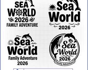 Sea World 2026 SVG Bundle, Family Adventure Vacation Shirt, Dolphin Whale Vector, Theme Park