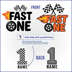 Anpassad Fast One SVG, 1-årsdagspojke-tröja, racerbilsvektor, design fram och bak