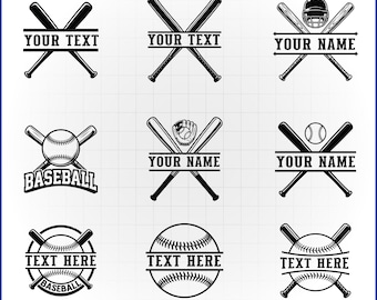Anpassat baseboll SVG-paket, Delad ram för slagträvektor, basebollmamma-tröja, spelarnamnsdekal