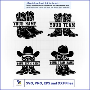 Cowgirl Boots Delad Frame SVG, Anpassat lagnamn, Westernmonogram, Rodeo-skjorta