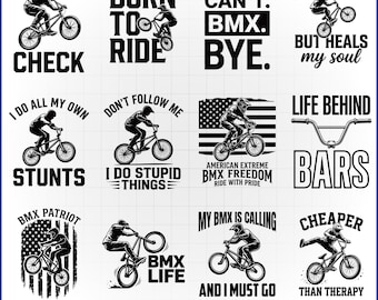 BMX SVG Bundle, Dirt Bike Rider Vector, BMX Mom Dad Decal, Extreme Sports Cut File