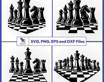 Chess Piece SVG Bundle, Chessboard Vector, Checkmate Decal, Tabletop Game Cut File, Grandmaster Shirt