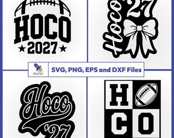 HOCO 2027 SVG-Bundle, Homecoming-Football-Vektor, Cheerleader-Schleifen-Aufkleber, Schulgeist-Schnittdatei