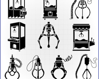 Claw Machine SVG Bundle, Retro Arcade Game Vector, Toy Grabber Decal, Gamer Cut File