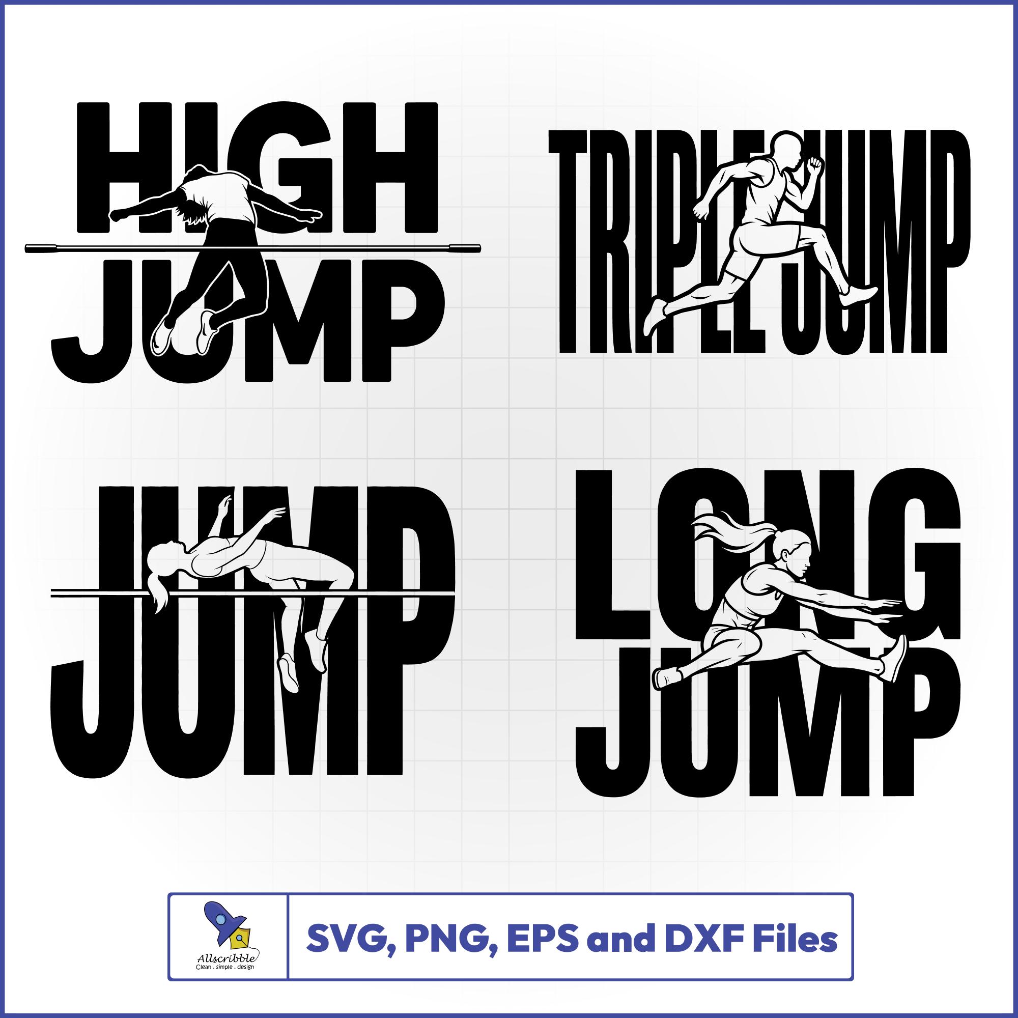 High Jump SVG Bundle, Long Jump Vector, Triple Jump Decal, Track and ...