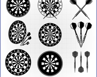 Dart Board Silhouette SVG Bundle Darts Game Cut Files for Cricut and Silhouette