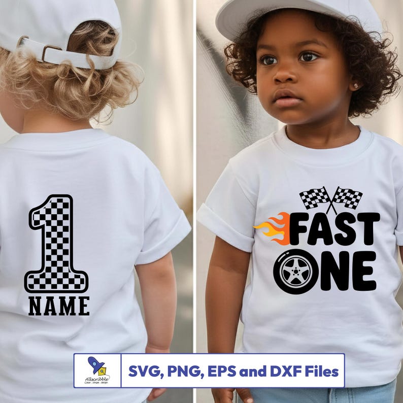 Fast One Designs Fast One SVG PNG, 1st Birthday Boy, Racing Car Vector, Custom Name ...